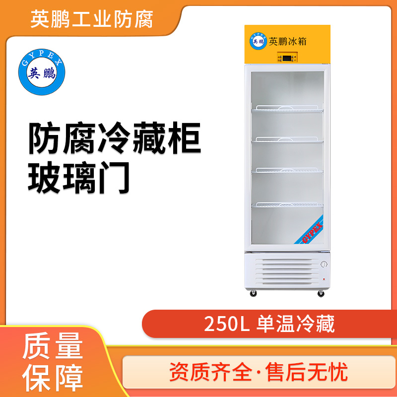 食品厂用防腐冰箱250L冷藏柜玻璃门